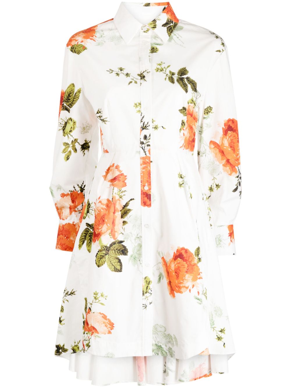 ERDEM floral-print cotton mini shirtdress - White von ERDEM