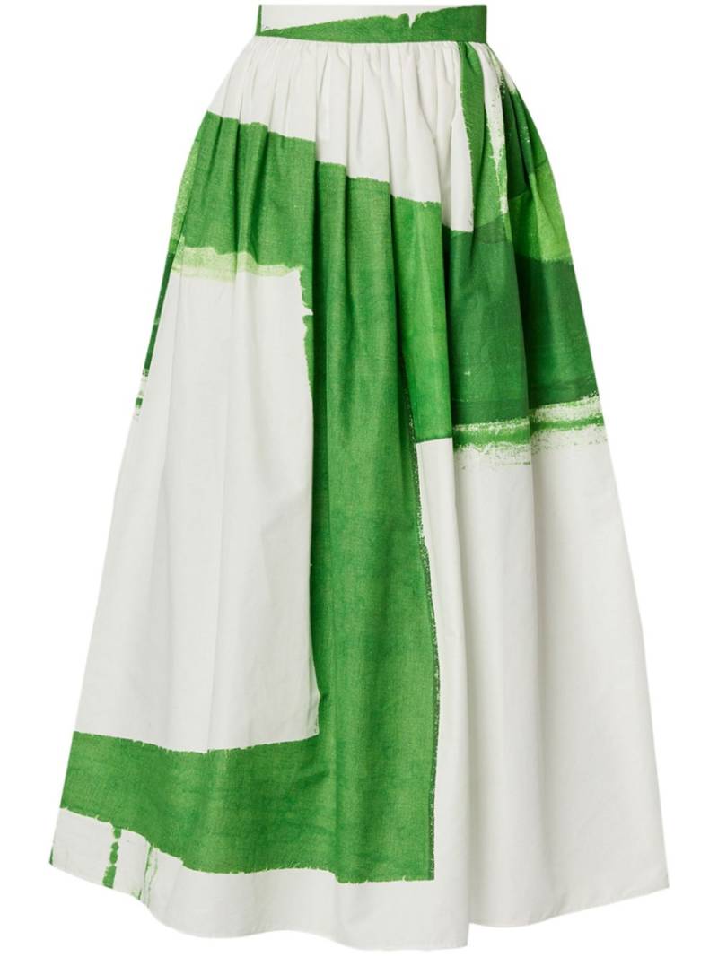 ERDEM graphic-print cotton midi skirt - Green von ERDEM