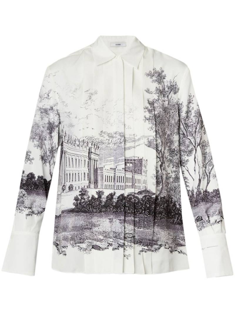 ERDEM graphic-print pleat-detail shirt - White von ERDEM