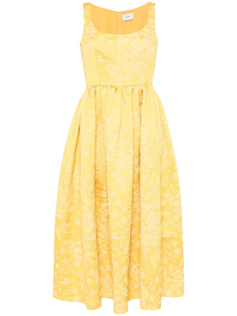 ERDEM patterned-jacquard flared midi dress - Yellow von ERDEM