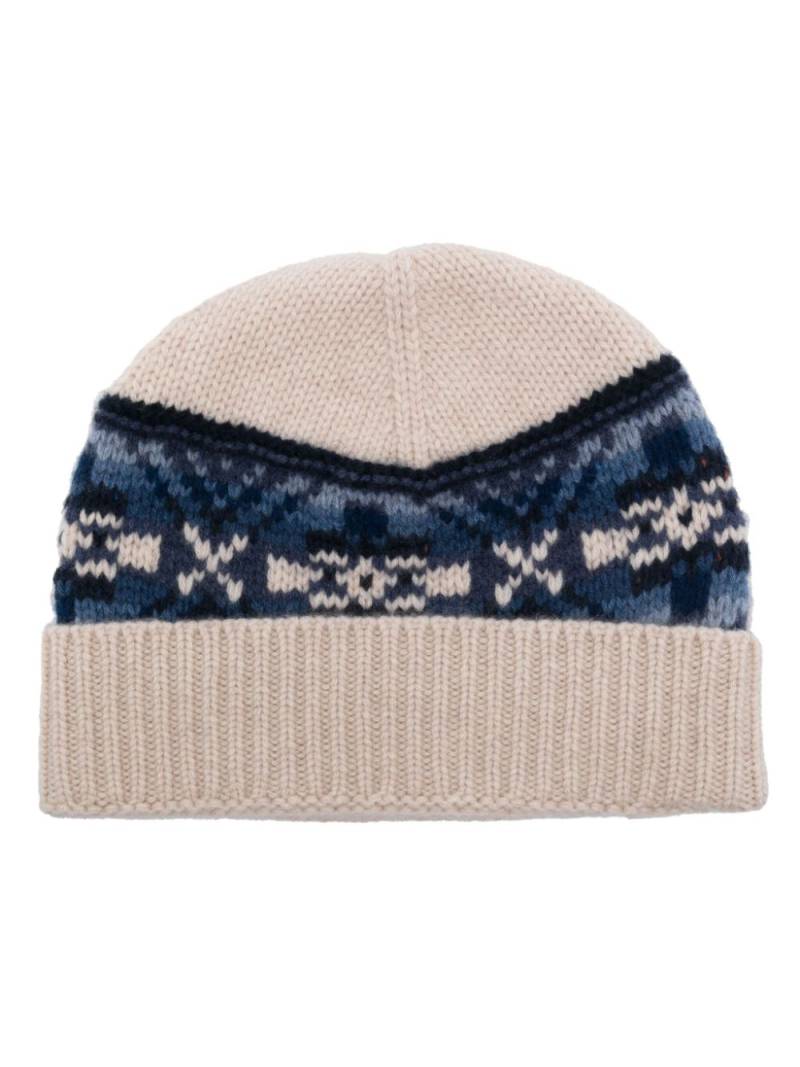 Eric Bompard Fair Isle beanie hat - Neutrals von Eric Bompard