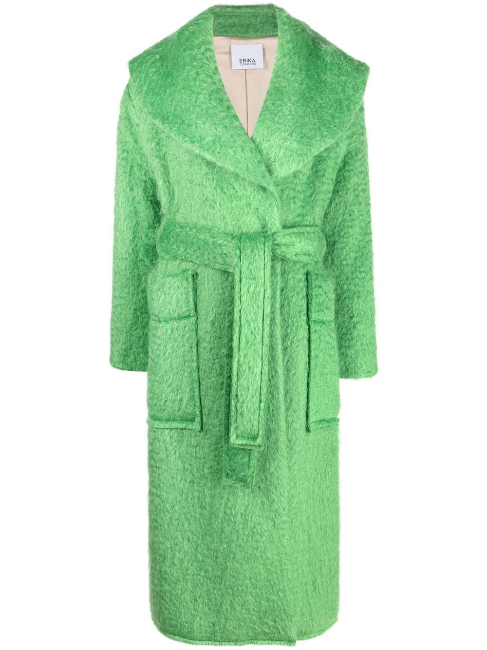 Erika Cavallini oversized-collar belted coat - Green von Erika Cavallini