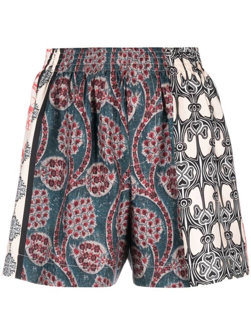 Erika Cavallini silk graphic-print shorts - Blue von Erika Cavallini