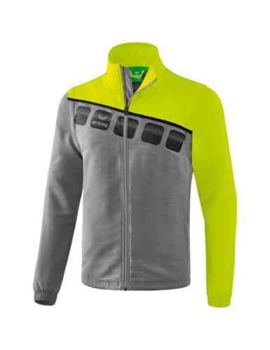 Erima 5-C Jacke mit abnehmbaren Ärmeln - grau melange/lime pop/schwarz (Grösse: M) von Erima