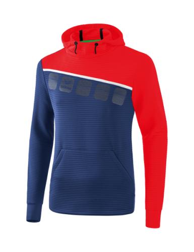 Erima 5-C Kapuzensweat - new navy/rot/weiß (Grösse: M) von Erima