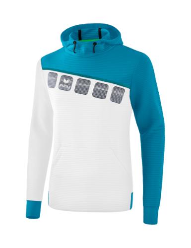 Erima 5-C Kapuzensweat - weiß/oriental blue/colonial blue (Grösse: XXXL) von Erima