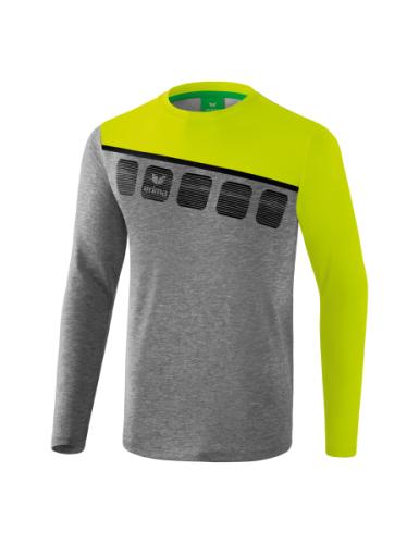 Erima 5-C Longsleeve - grau melange/lime pop/schwarz (Grösse: L) von Erima