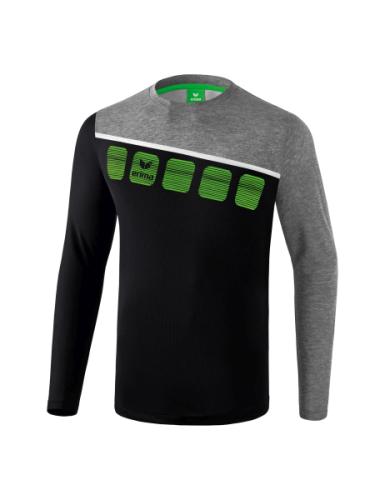 Erima 5-C Longsleeve - schwarz/grau melange/weiß (Grösse: S) von Erima