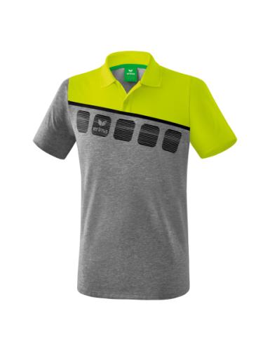 Erima 5-C Poloshirt - grau melange/lime pop/schwarz (Grösse: S) von Erima