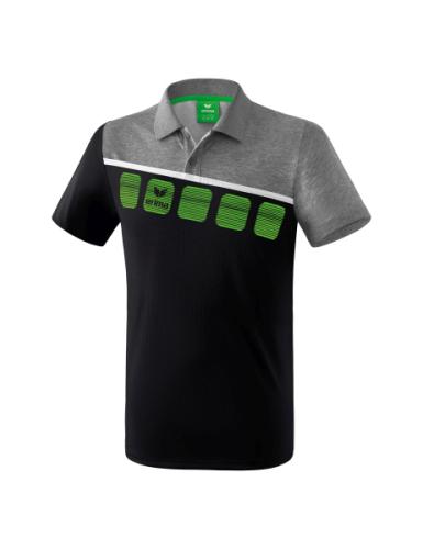 Erima 5-C Poloshirt - schwarz/grau melange/weiß (Grösse: L) von Erima