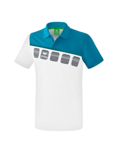 Erima 5-C Poloshirt - weiß/oriental blue/colonial blue (Grösse: XL) von Erima