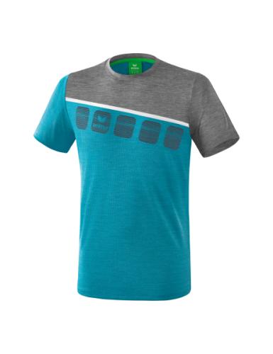 Erima 5-C T-Shirt für Kinder - oriental blue melange/grau melange/weiß (Grösse: 164) von Erima