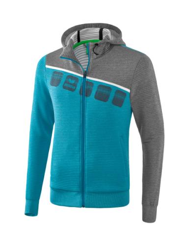 Erima 5-C Trainingsjacke mit Kapuze - oriental blue melange/grau melange/weiß (Grösse: XXL) von Erima