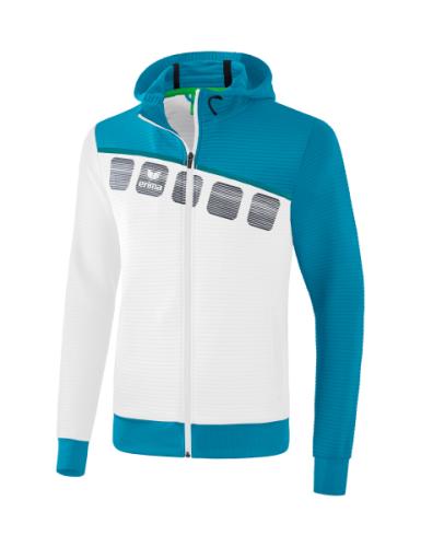 Erima 5-C Trainingsjacke mit Kapuze - weiß/oriental blue/colonial blue (Grösse: L) von Erima