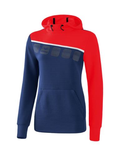 Erima Frauen 5-C Kapuzensweat - new navy/rot/weiß (Grösse: 42) von Erima