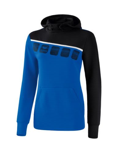 Erima Frauen 5-C Kapuzensweat - new royal/schwarz/weiß (Grösse: 38) von Erima