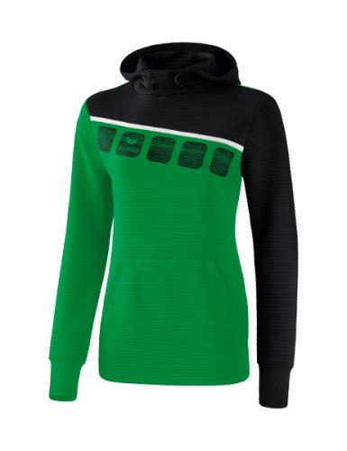 Erima Frauen 5-C Kapuzensweat - smaragd/schwarz/weiß (Grösse: 40) von Erima