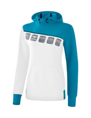 Erima Frauen 5-C Kapuzensweat - weiß/oriental blue/colonial blue (Grösse: 38) von Erima