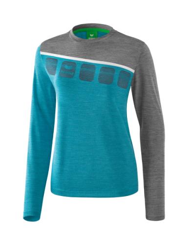 Erima Frauen 5-C Longsleeve - oriental blue melange/grau melange/weiß (Grösse: 44) von Erima