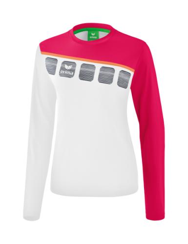 Erima Frauen 5-C Longsleeve - weiß/love rose/peach (Grösse: 38) von Erima