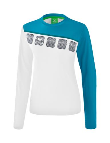 Erima Frauen 5-C Longsleeve - weiß/oriental blue/colonial blue (Grösse: 36) von Erima