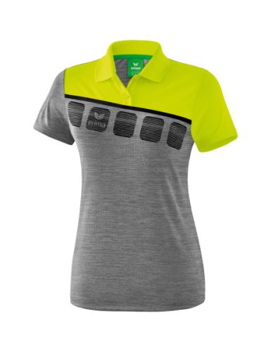 Erima Frauen 5-C Poloshirt - grau melange/lime pop/schwarz (Grösse: 46) von Erima