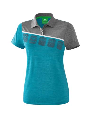 Erima Frauen 5-C Poloshirt - oriental blue melange/grau melange/weiß (Grösse: 46) von Erima