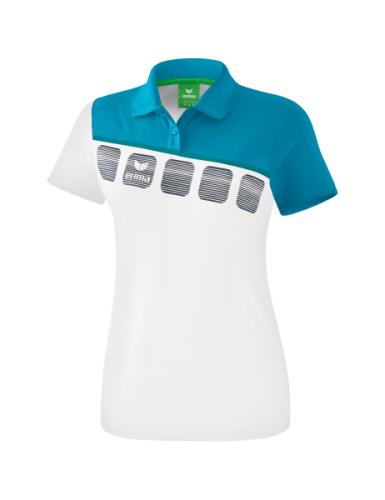 Erima Frauen 5-C Poloshirt - weiß/oriental blue/colonial blue (Grösse: 36) von Erima