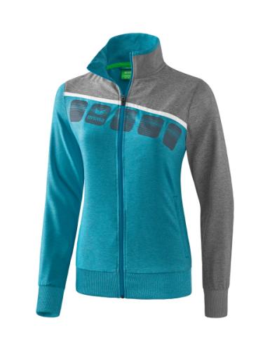 Erima Frauen 5-C Präsentationsjacke - oriental blue melange/grau melange/weiß (Grösse: 44) von Erima