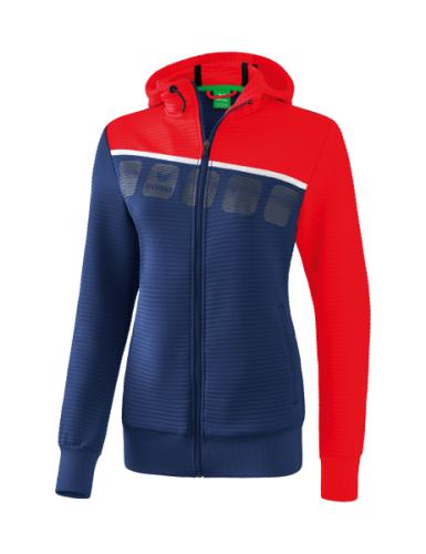 Erima Frauen 5-C Trainingsjacke mit Kapuze - new navy/rot/weiß (Grösse: 44) von Erima