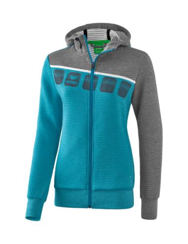 Erima Frauen 5-C Trainingsjacke mit Kapuze - oriental blue melange/grau melange/weiß (Grösse: 46) von Erima