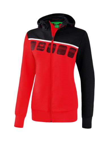 Erima Frauen 5-C Trainingsjacke mit Kapuze - rot/schwarz/weiß (Grösse: 44) von Erima