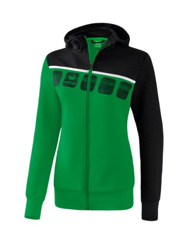 Erima Frauen 5-C Trainingsjacke mit Kapuze - smaragd/schwarz/weiß (Grösse: 38) von Erima