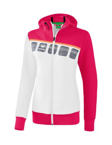 Erima Frauen 5-C Trainingsjacke mit Kapuze - weiß/love rose/peach (Grösse: 34) von Erima