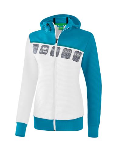 Erima Frauen 5-C Trainingsjacke mit Kapuze - weiß/oriental blue/colonial blue (Grösse: 34) von Erima