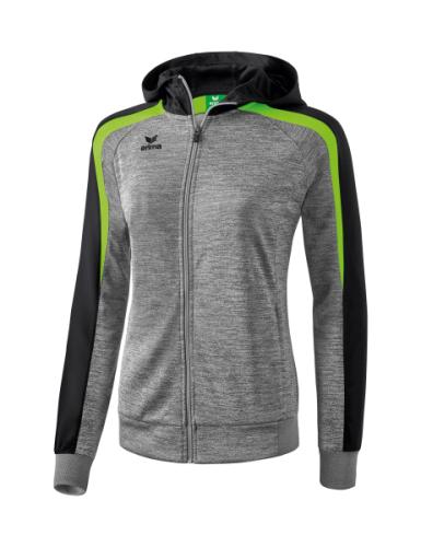 Erima Frauen Liga 2.0 Trainingsjacke mit Kapuze - grau melange/schwarz/green gecko (Grösse: 38) von Erima