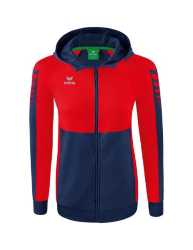 Erima Frauen Six Wings Trainingsjacke mit Kapuze - new navy/rot (Grösse: 38) von Erima