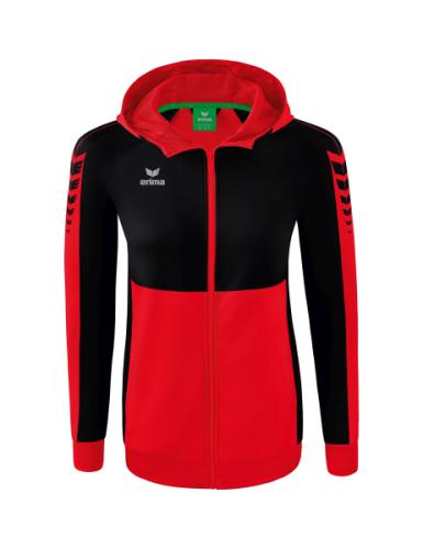 Erima Frauen Six Wings Trainingsjacke mit Kapuze - rot/schwarz (Grösse: 38) von Erima