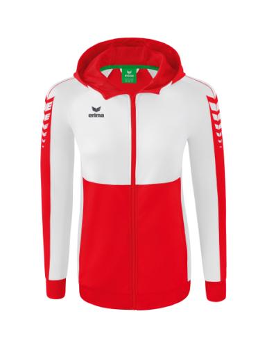 Erima Frauen Six Wings Trainingsjacke mit Kapuze - rot/weiß (Grösse: 34) von Erima