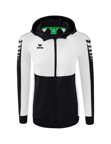 Erima Frauen Six Wings Trainingsjacke mit Kapuze - schwarz/weiß (Grösse: 36) von Erima