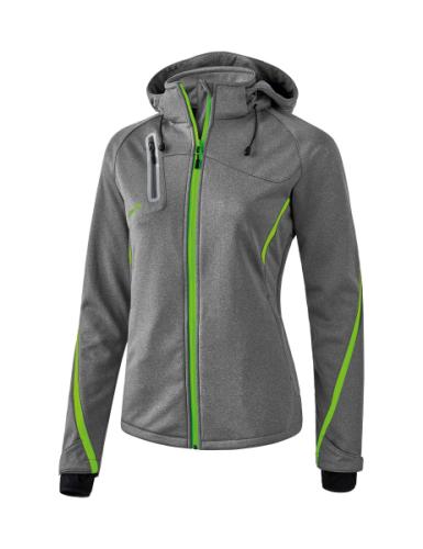 Erima Frauen Softshelljacke Function - grau melange/green gecko (Grösse: 34) von Erima