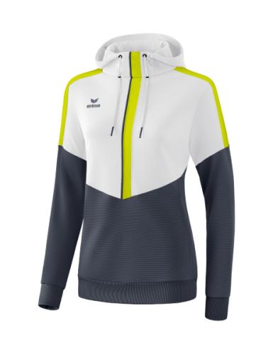 Erima Frauen Squad Kapuzensweat - weiß/slate grey/bio lime (Grösse: 34) von Erima