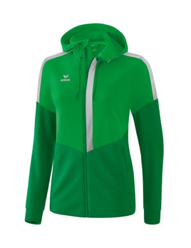 Erima Frauen Squad Trainingsjacke mit Kapuze - fern green/smaragd/silver grey (Grösse: 36) von Erima