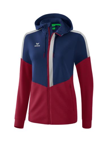 Erima Frauen Squad Trainingsjacke mit Kapuze - new navy/bordeaux/silver grey (Grösse: 34) von Erima