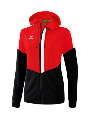 Erima Frauen Squad Trainingsjacke mit Kapuze - rot/schwarz/weiß (Grösse: 34) von Erima