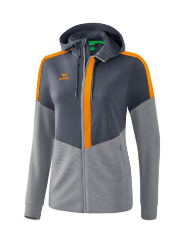 Erima Frauen Squad Trainingsjacke mit Kapuze - slate grey/monument grey/new orange (Grösse: 36) von Erima