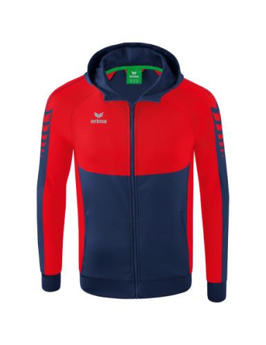 Erima Six Wings Trainingsjacke mit Kapuze für Kinder - new navy/rot (Grösse: 152) von Erima