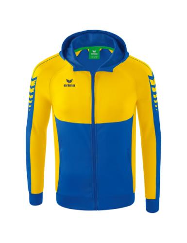 Erima Six Wings Trainingsjacke mit Kapuze für Kinder - new royal/gelb (Grösse: 140) von Erima