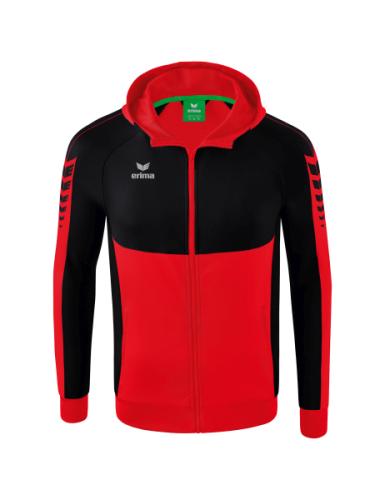 Erima Six Wings Trainingsjacke mit Kapuze für Kinder - rot/schwarz (Grösse: 152) von Erima