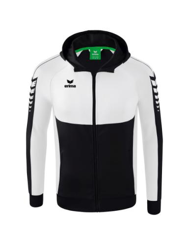 Erima Six Wings Trainingsjacke mit Kapuze für Kinder - schwarz/weiß (Grösse: 128) von Erima